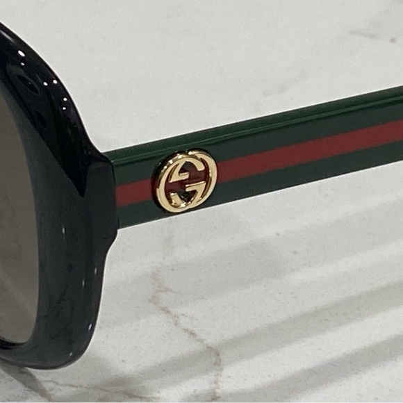 Gucci GG 0849SK 001 Black Green/Brown Gradient Round Sunglasses - Picture 8 of 13
